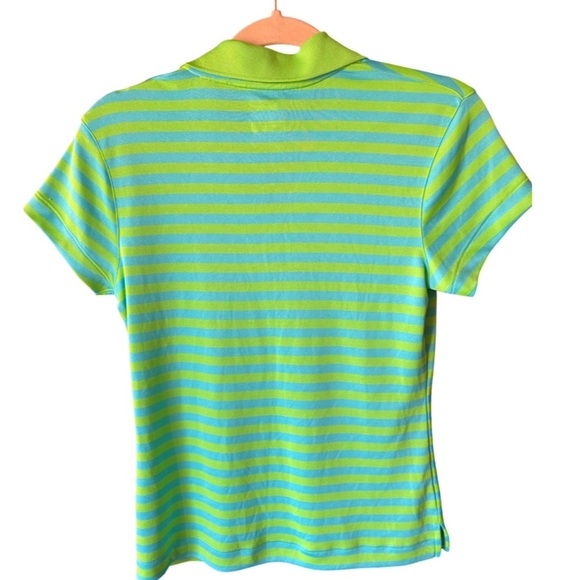 Slazenger Stripe Flash Green and Blue Striped Polo Golf Shirt Women’s XS NWT - Picture 5 of 5